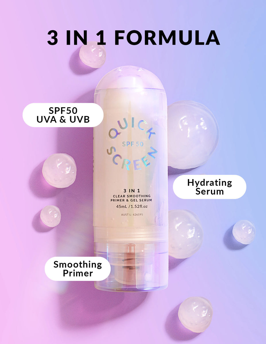 The Quick Flick Quick Screen SPF50 Clear Smoothing Primer & Gel Serum