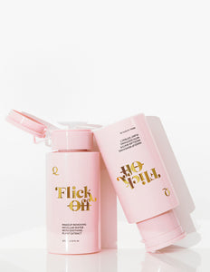 Two bottles of Flick Off! Cleanser and Makeup Remover