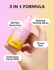 SPF50+ 3 in 1 Sunscreen, Setting Spray & Hydration Mist