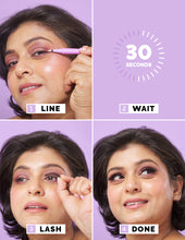 Load image into Gallery viewer, How to apply Quick Lash Adhesive Lash Liner in 3 easy steps. 1 Apply adhesive along lash line. 2 Wait 30 seconds. 3 Add Lashes. 
